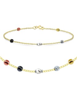 White Pearl and 4 Colors of Balls Bracelet BRS-454-GP